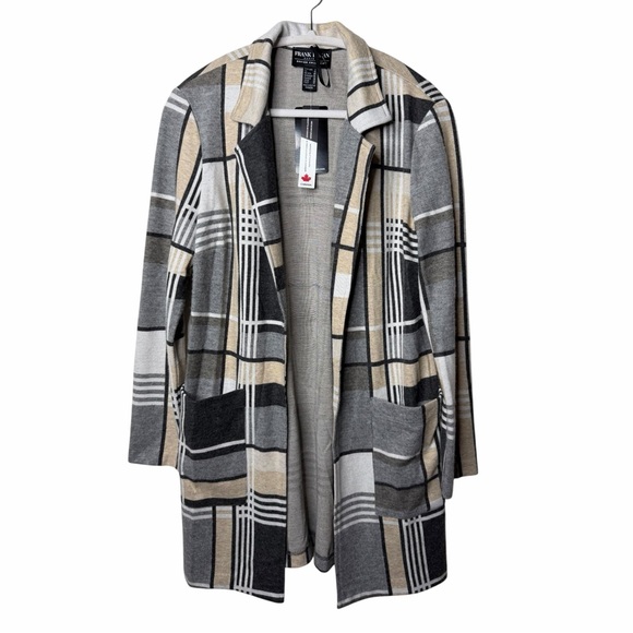 NWT Frank Lyman Plaid Knit Open Front Knit Cardigan Jacket - Picture 2 of 10